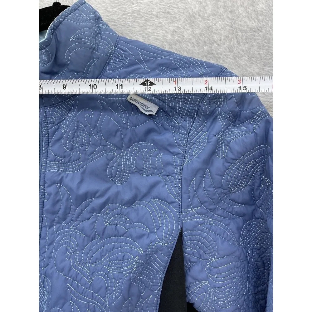 Saucony Women's Full Zip Jacket Quilted Blue Size Small Insulated Long Sleeve - Image 13