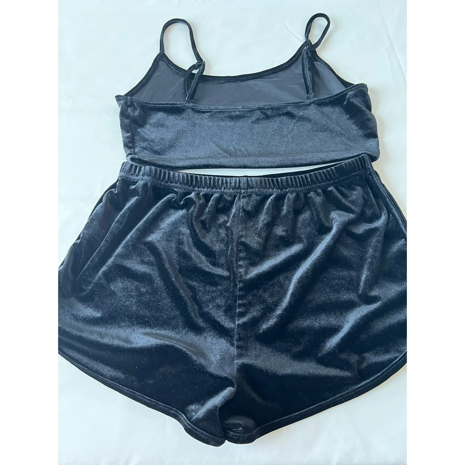 Better Be Lounge Set Women’s Size Medium Black Crop Top Shorts Sleep Set 2 Pc - Image 2