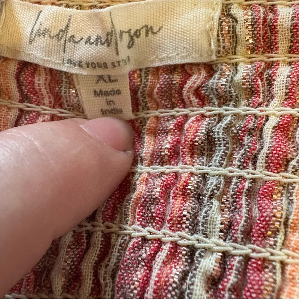 Linda & Ezra Maxi Dress Pink Metallic Stripes Colorful size XLarge White - Image 8