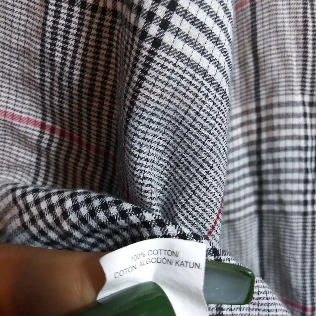 Lucky Brand Black Red White Plaid Stripe Half Button Up Casual Lightweight Sz L - Image 7