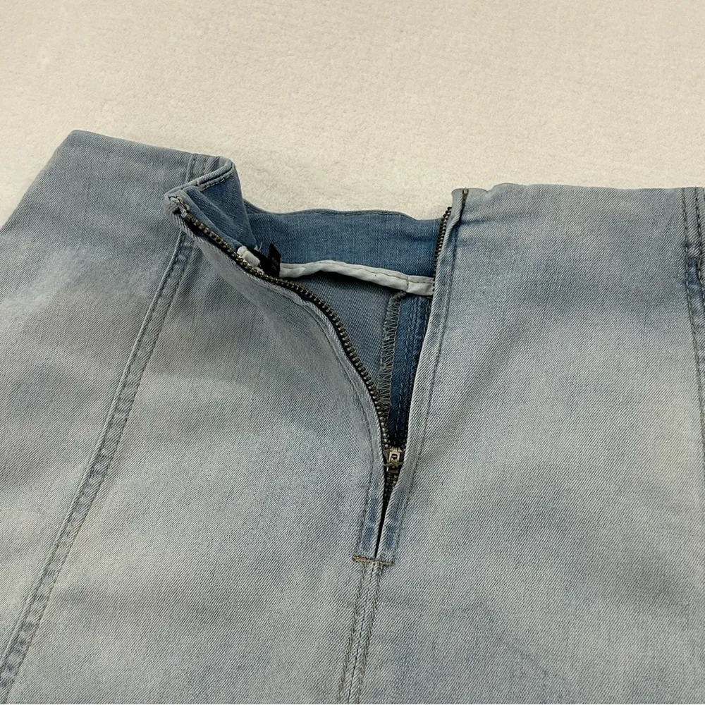 Wild Fable Light Blue Denim A Line Knee Length Stretch Jean Skirt Women’s S - Image 9