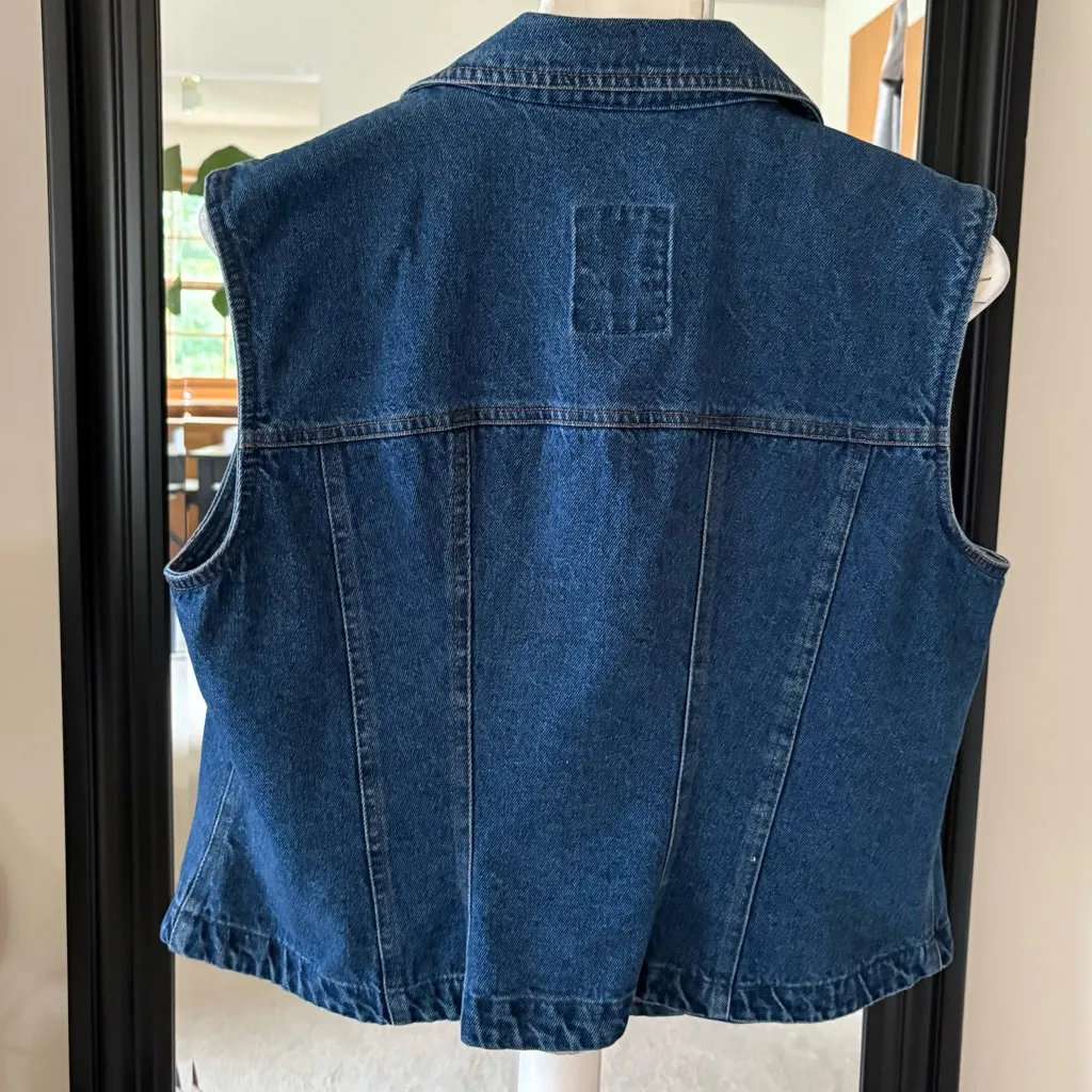 ROPA Embroidered Denim Jean Vest Size L - Image 3