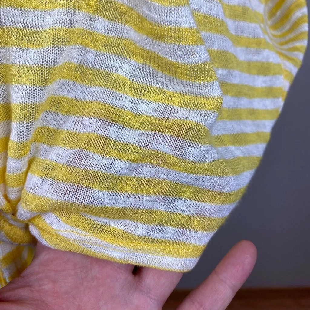 A.N.A Top Women XL Yellow White Tie Hem Stripe Dolman Lightweight Knit Button Up - Image 9