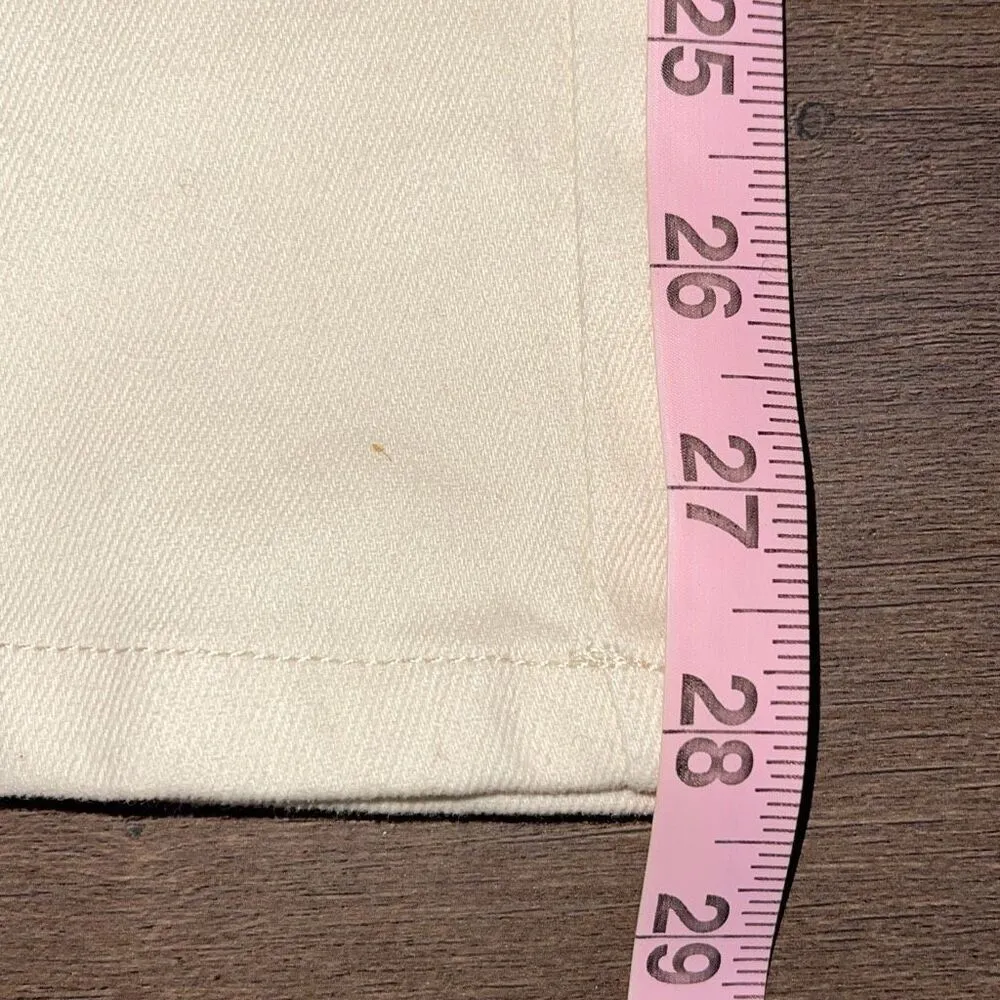 Isalis High Rise Cotton Twill Khaki Pants Block Stitching Pockets Ivory Size Sma - Image 9