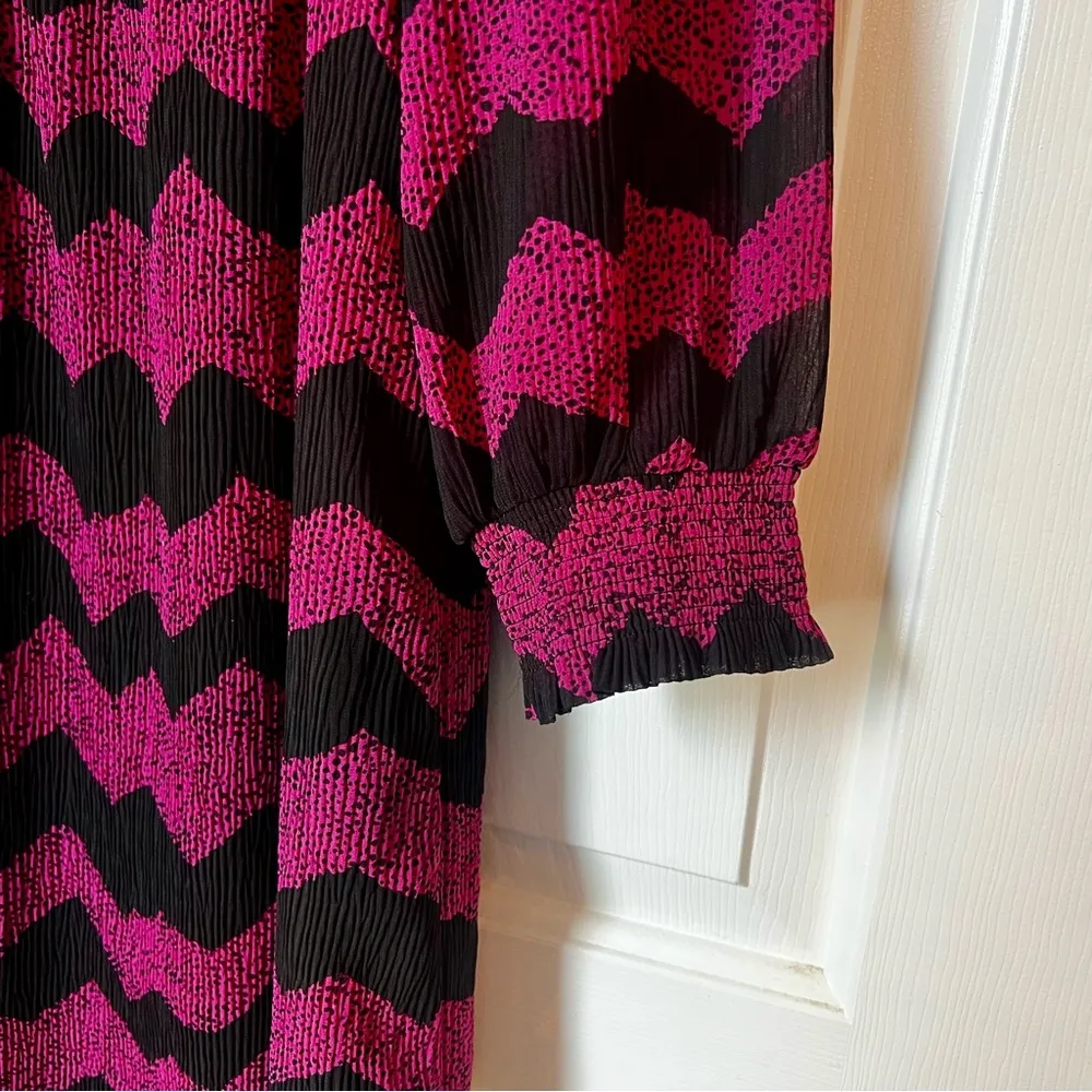 Halogen Dress Women Black Purple Chevron Long Sleeve Mock Neck High Neck Medium - Image 3