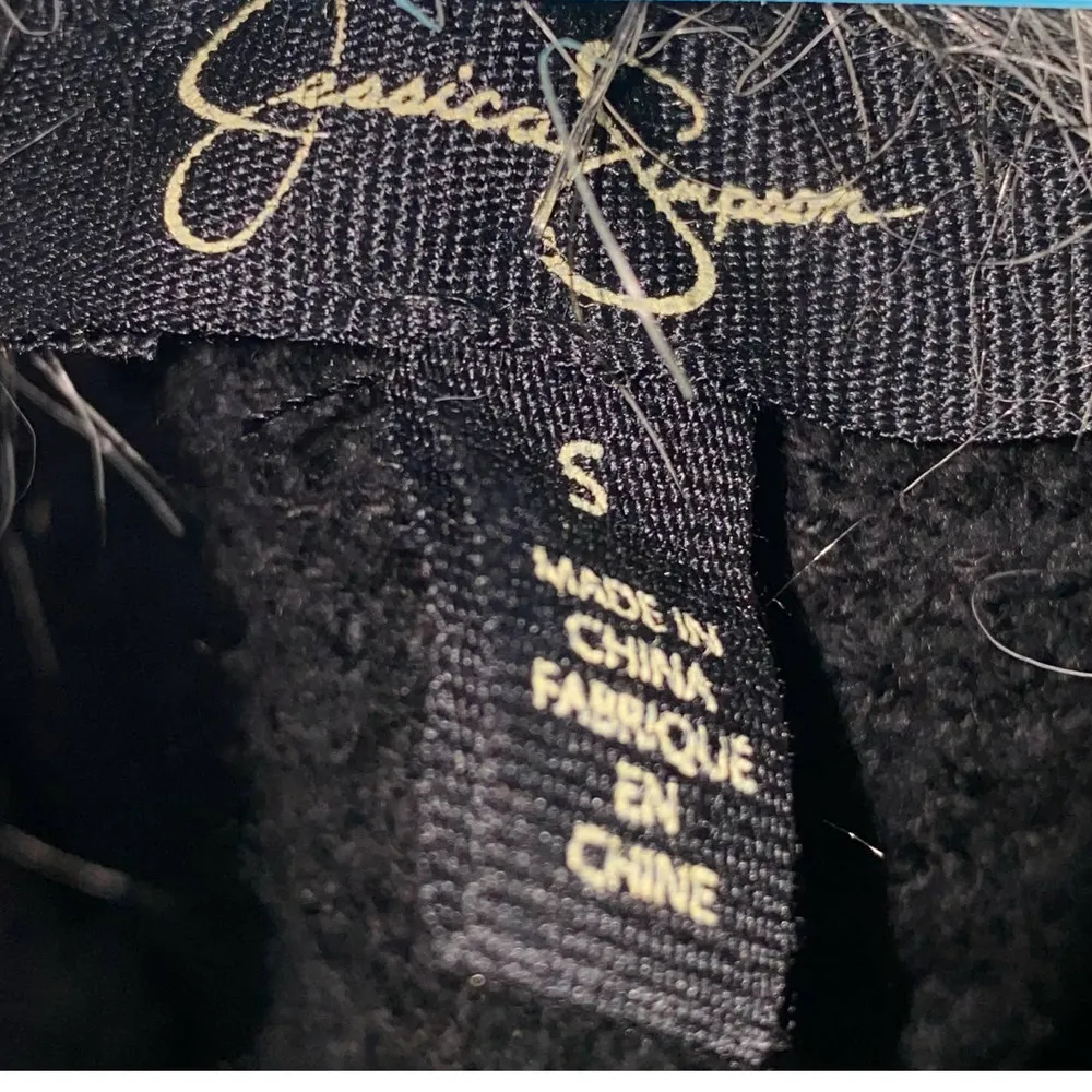 Oversized Faux Fur Lined Knit Black Sweater Cardigan Size Small - Image 10