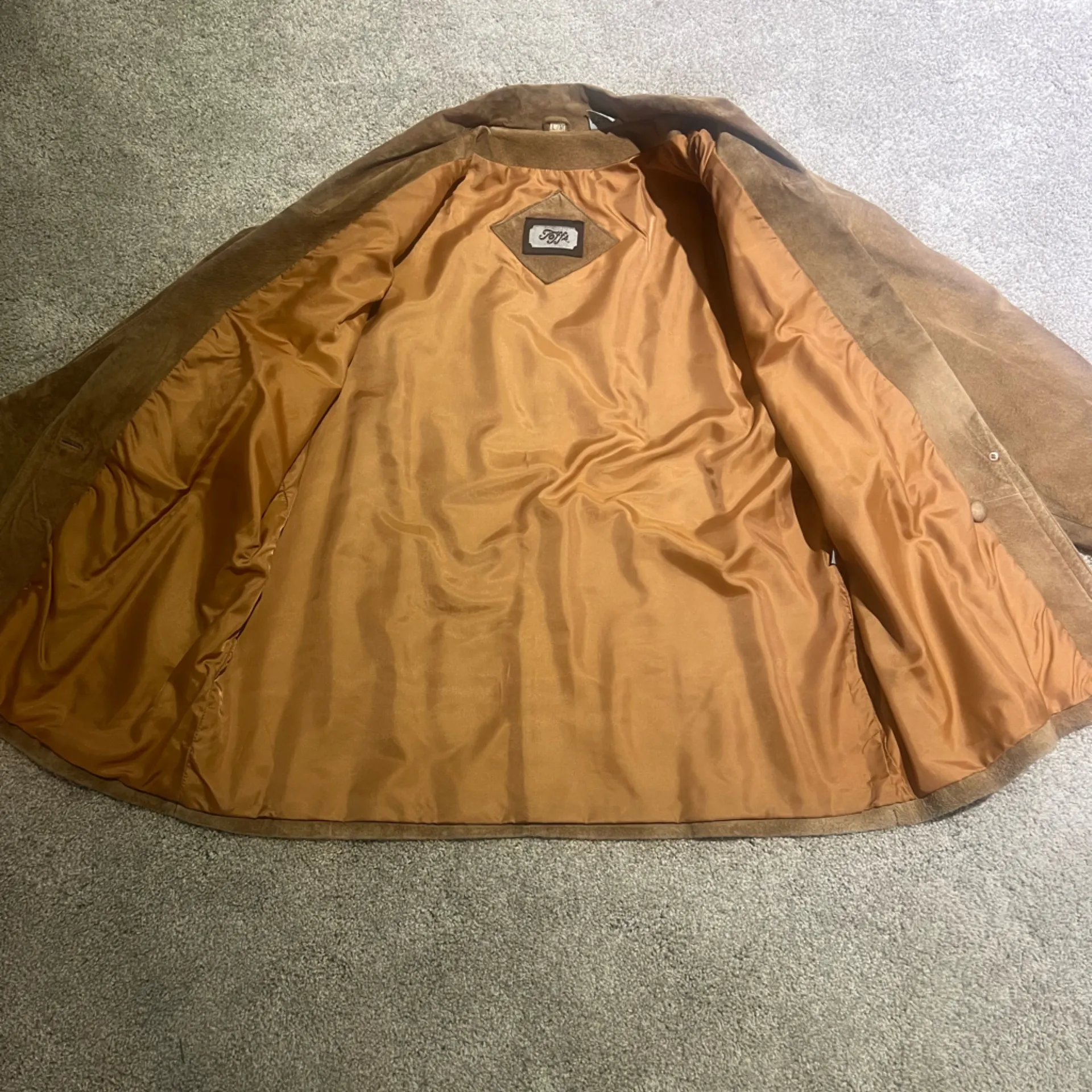 Vintage Toffs Suede leather Jacket Blazer Farmhand Brown Size L - Image 14