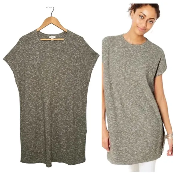 J Jill Pure Easy Sweater Tunic Marled Side Slit Round Neck Dolman Soft Green S - Image 2
