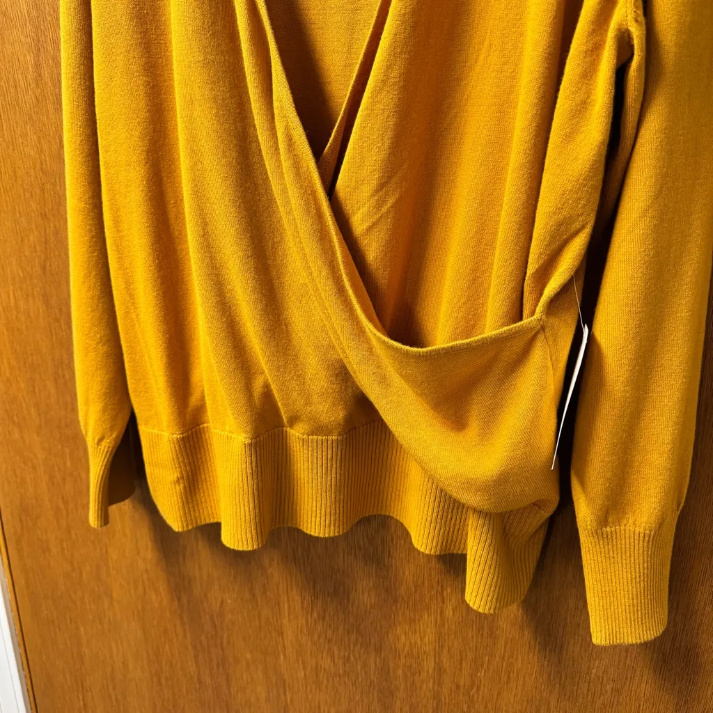 NEW Universal Standard Statement Wrap Sweater Dried Saffron Yellow L 22-24 NWT - Image 6