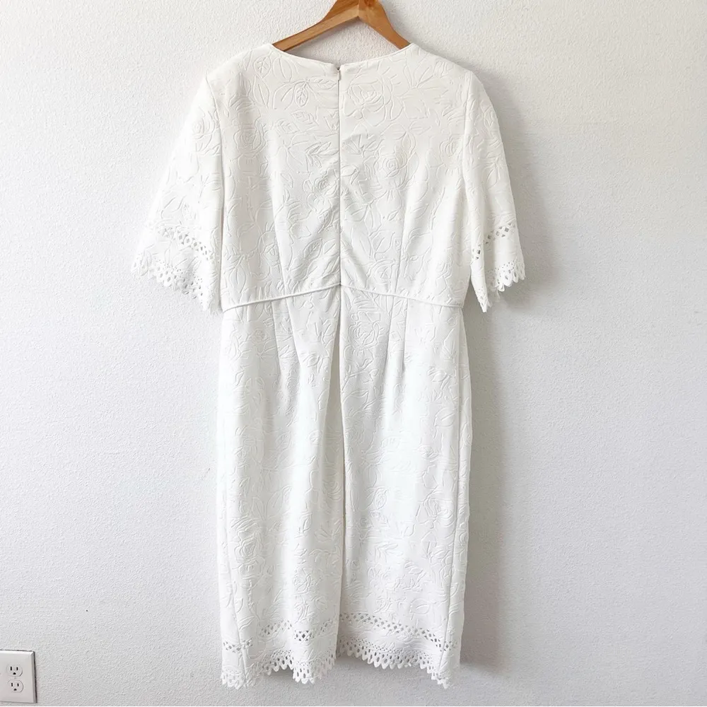 Lily & Taylor Knee Length Wedding Cocktail Floral Dress in White Size 18 - Image 8