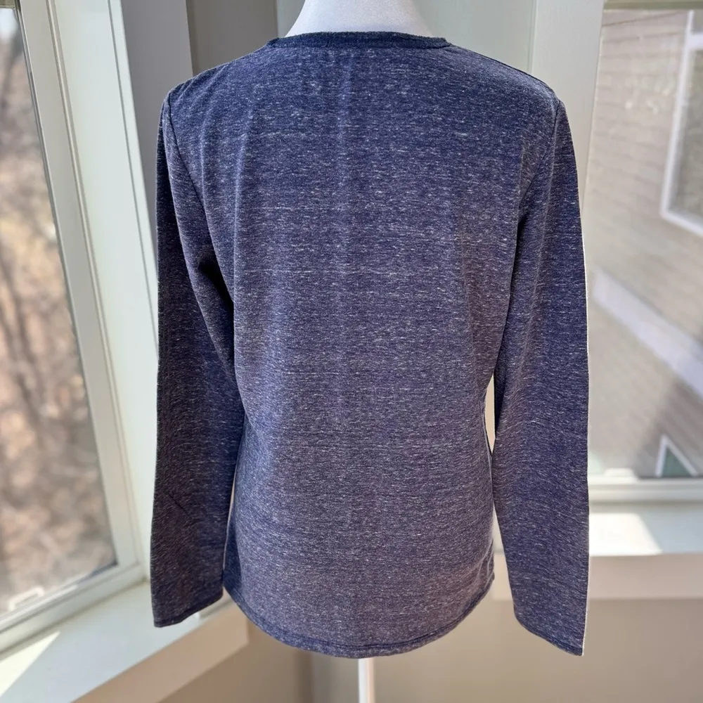 Cuddl Duds Comfortwear Navy Blue Heather Long Sleeve Crewneck Top Size Medium - Image 3