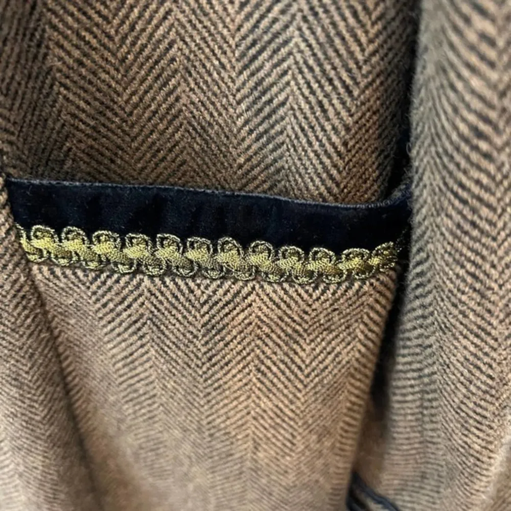 Soft Surroundings brown black herringbone metallic velvet accent coat wool small - Image 7