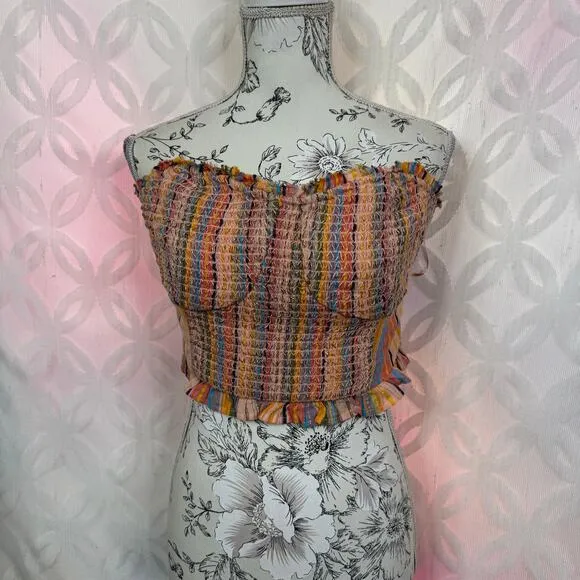 Anthropologie‎ Pilcro Rainbow Smocked Crop Tube Top Size M - Image 10