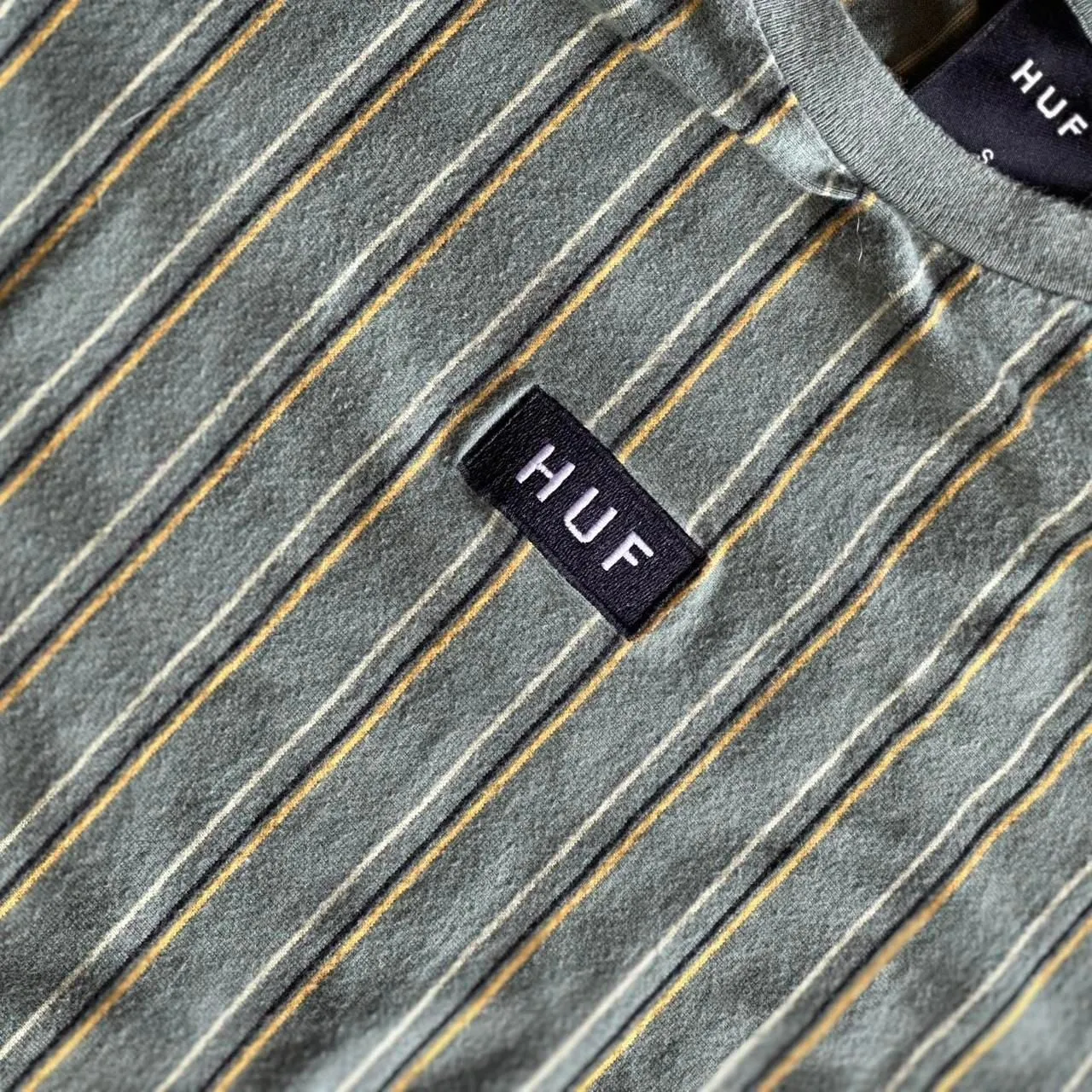 HUF Striped Baby Tee, Green Streetwear Shirt, Size Small - Image 4