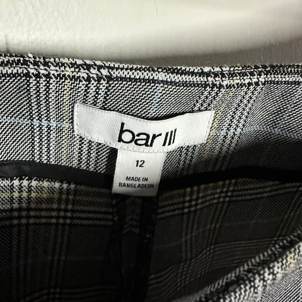 Bar III Women's Plaid Wide Leg Crop Pants Size 12 High Rise Trousers Work Office - Image 5