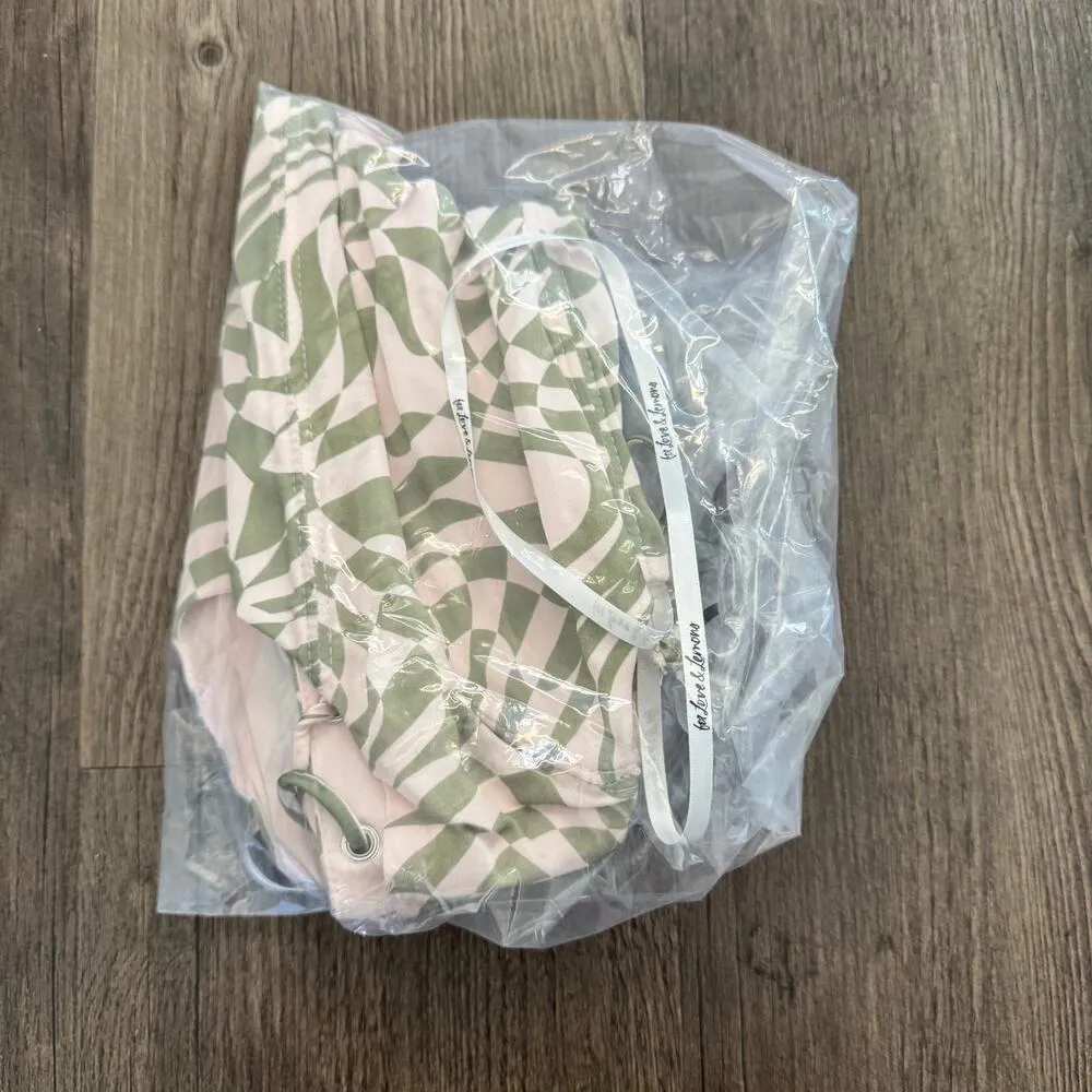 NEW For Love & Lemons Nomi Crop Top Womens Size Small Wavy Checkerboard Print Green - Image 8