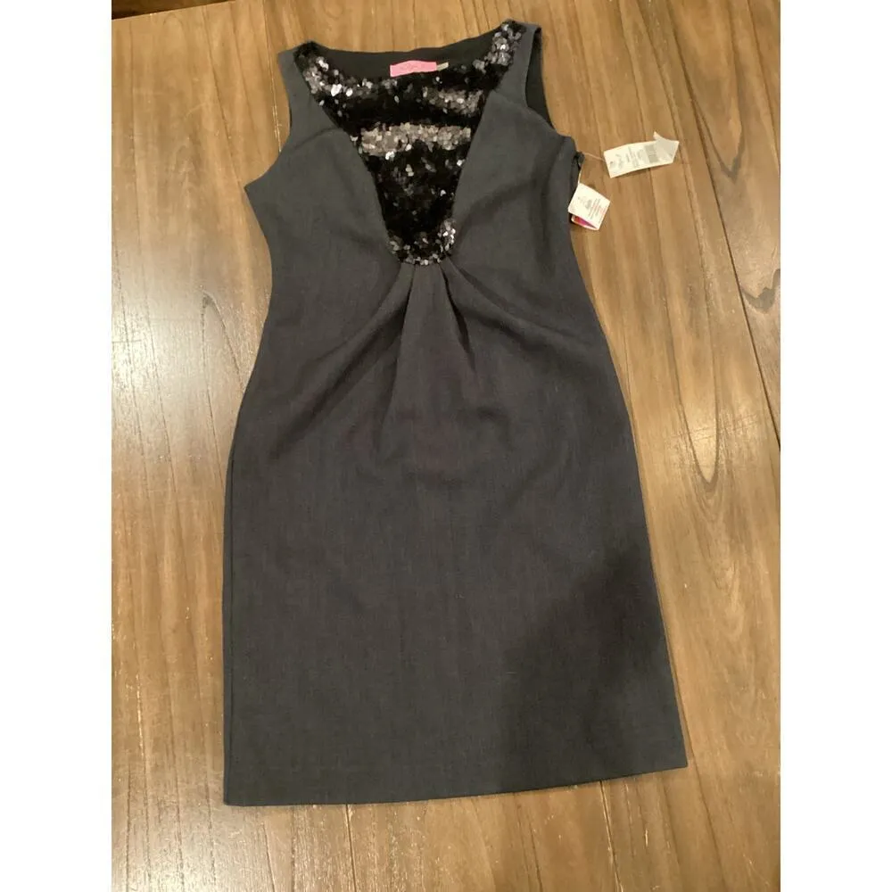 Eliza J Sleeveless cocktail mini Dress Sequin Heathered Gray black 6 NWT - Image 11