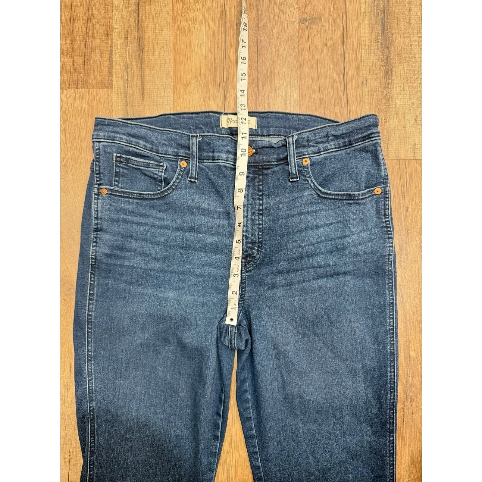 Madewell Mid Rise Stove Pipe Jeans Women Size 32 Blue Stretch Denim - Image 8