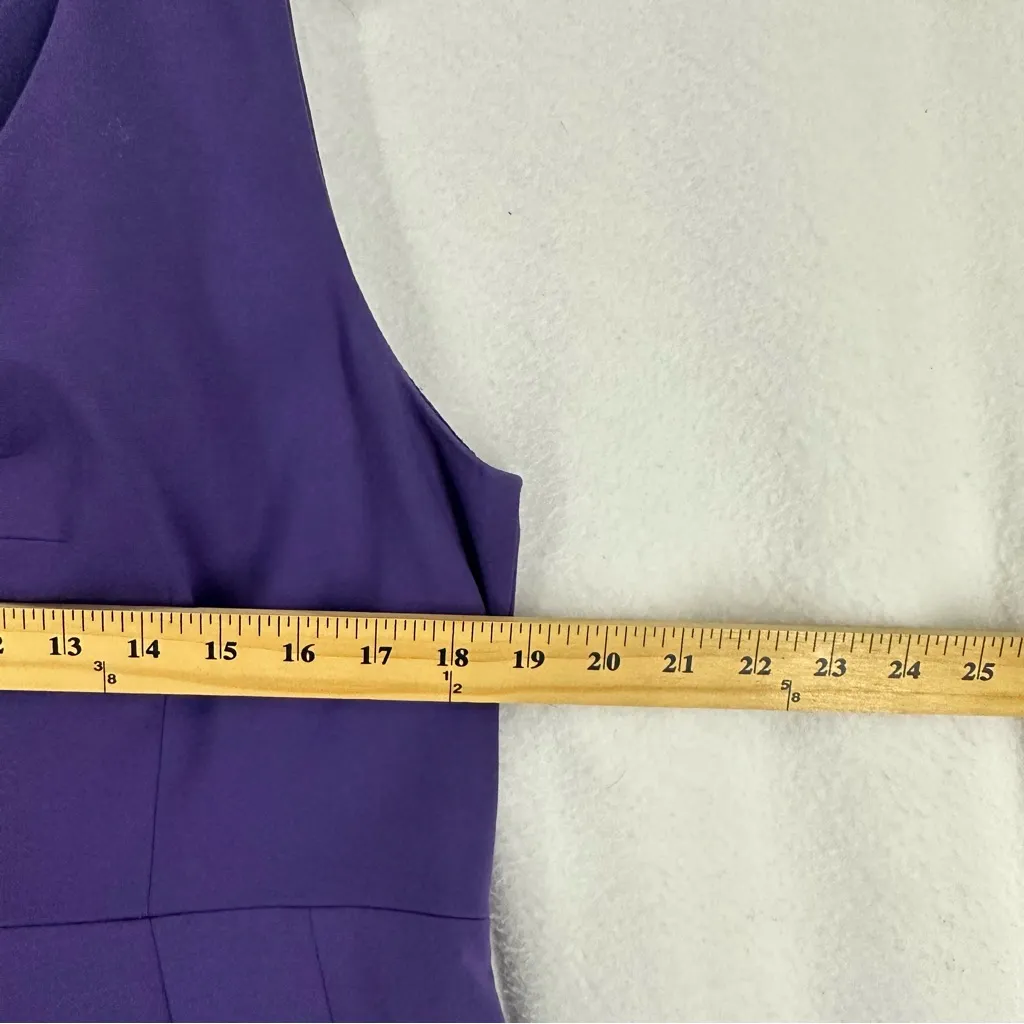 Elie Tahari Sleeveless Midi V Neck Dress Cocktail Womens Large Purple - Image 5