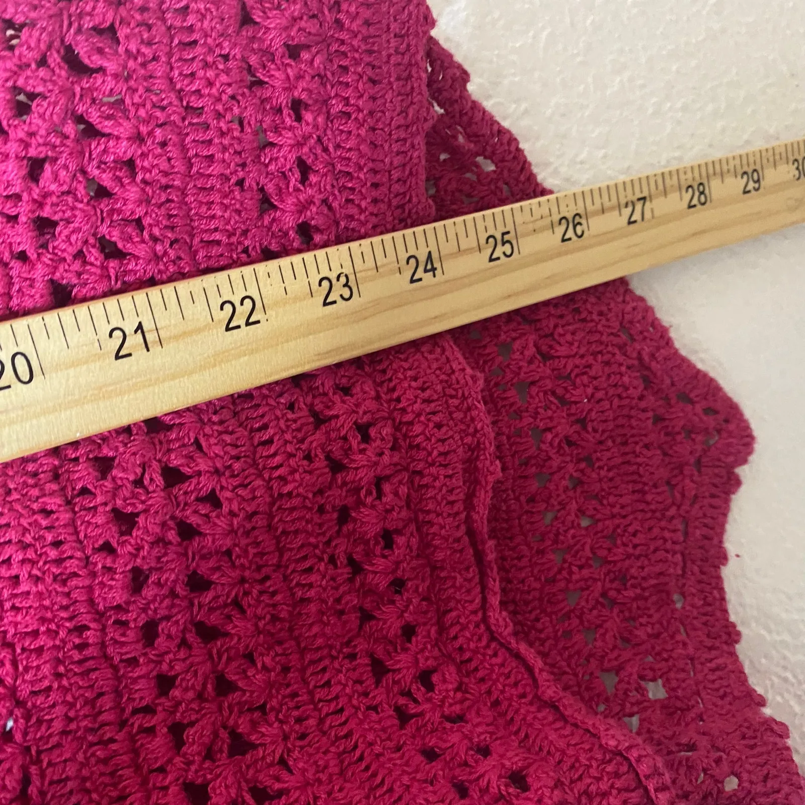 Vintage Victoria Jones Womens Red Crochet Knit Cotton Ramie Sweater Vest Size 2X - Image 5