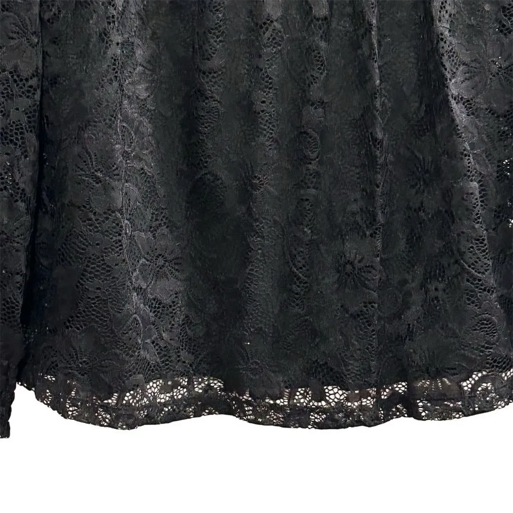 Anthropologie Cable & Gauge Women's M Black Lace High Neck Long Sleeve Blouse - Image 10