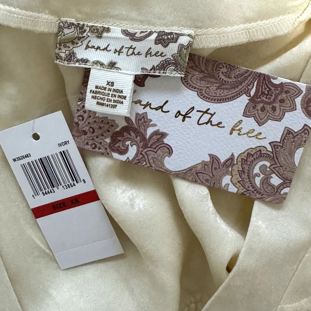 BAND OF THE FREE Cash Ivory Long Sleeve Top Boho Babydoll Blouse NWT XS - Image 7