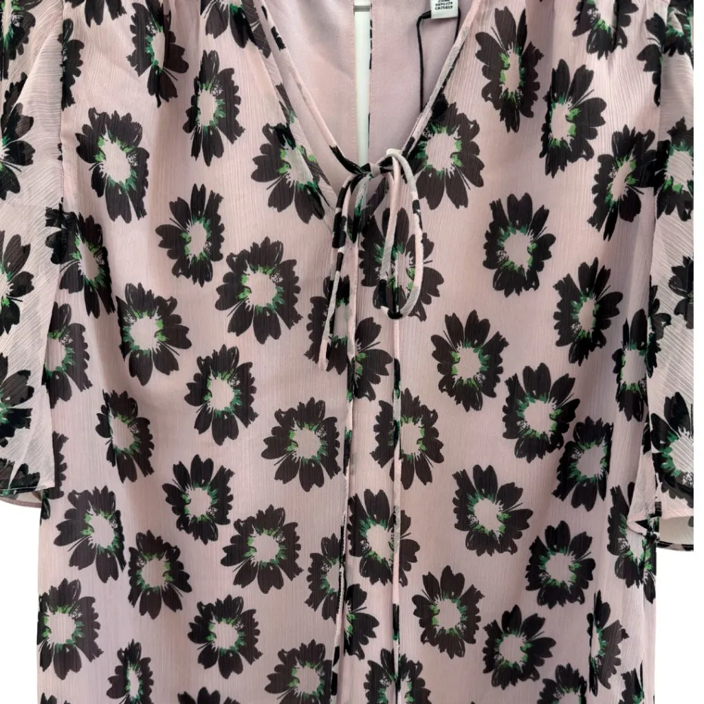Ted Baker London Harlynn Split Sleeve Floral Top Neck Tie Sz 1 (US 4) NWT Pink - Image 5