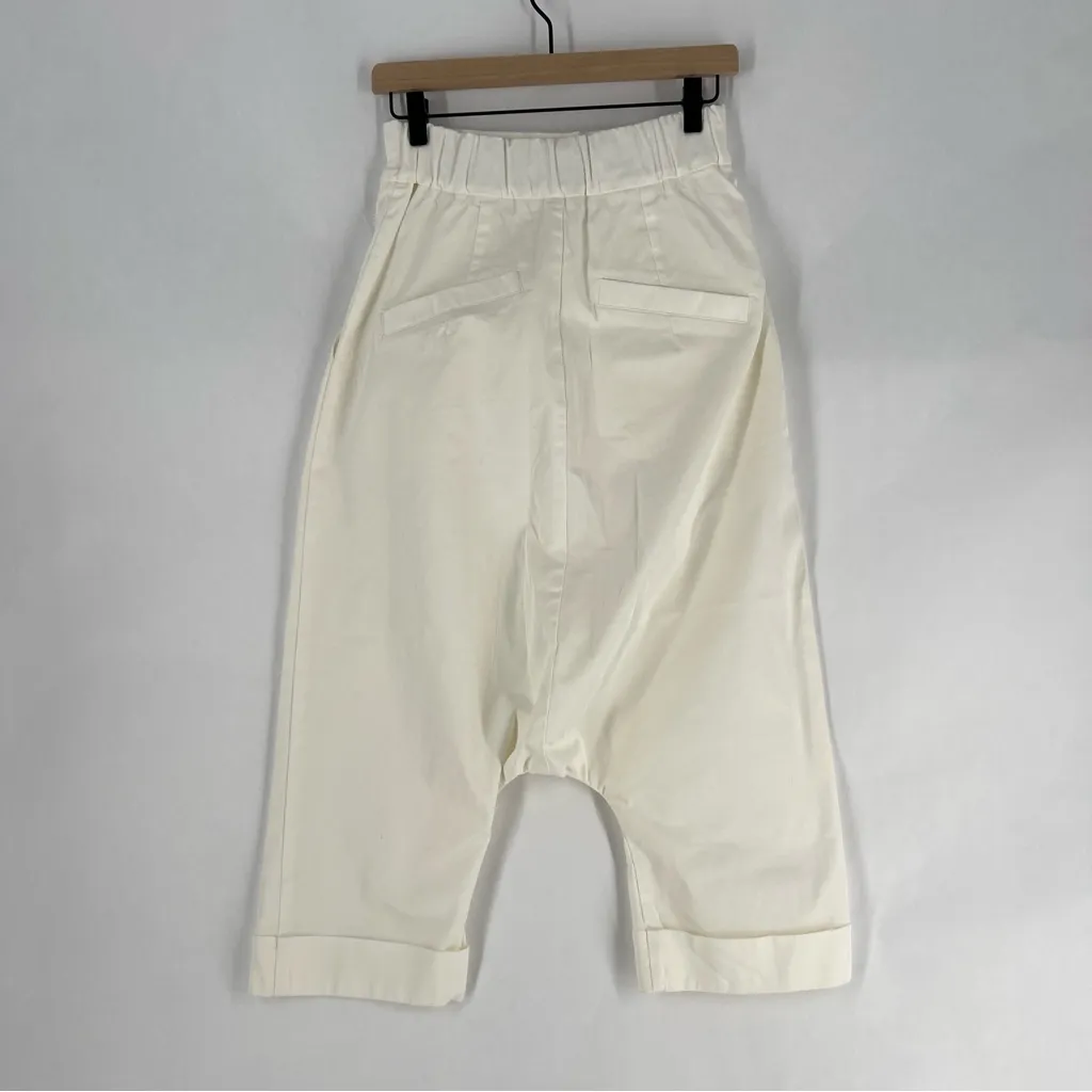 Locker Room White Drop Crotch Pleated Front With Side Pockets Cuffed Crop Size S - Image 10