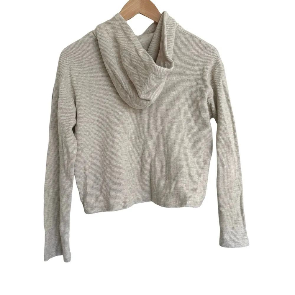 Monrow New Light Gray and Ivory Ribbed Hooded Women's Sweater Casual Size M Size M - Image 5