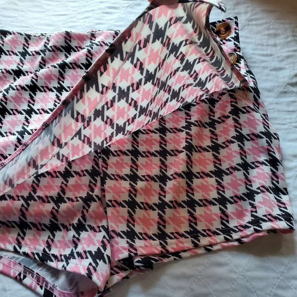 Jolie & Joy size 2x pink black plaid Houndstooth Mini Skort White - Image 7