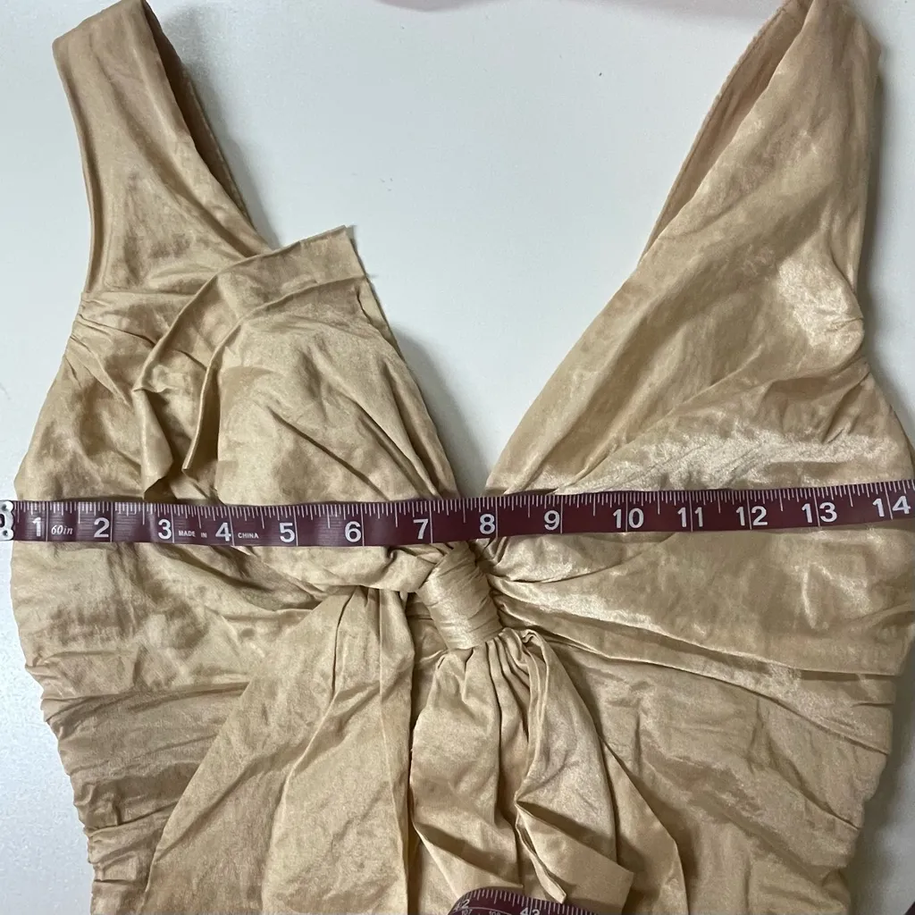 bcbgmaxazria Cocktail Mini Dress In‎ Champagne Nude Women Size 4 Ruched Bow - Image 14