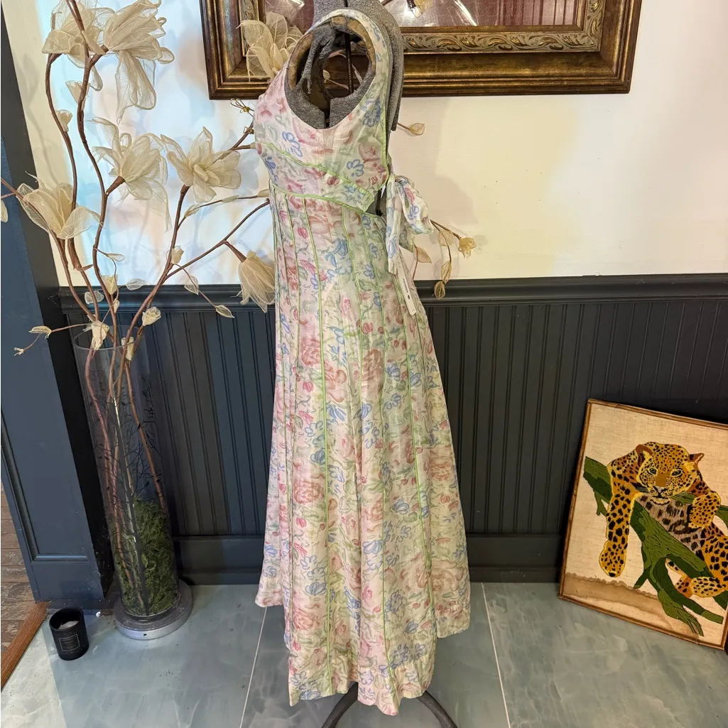 NWT Aqua Floral Seamed Open Tie Back Midi Dress ~ Size Small 🧡🍄 - Image 6