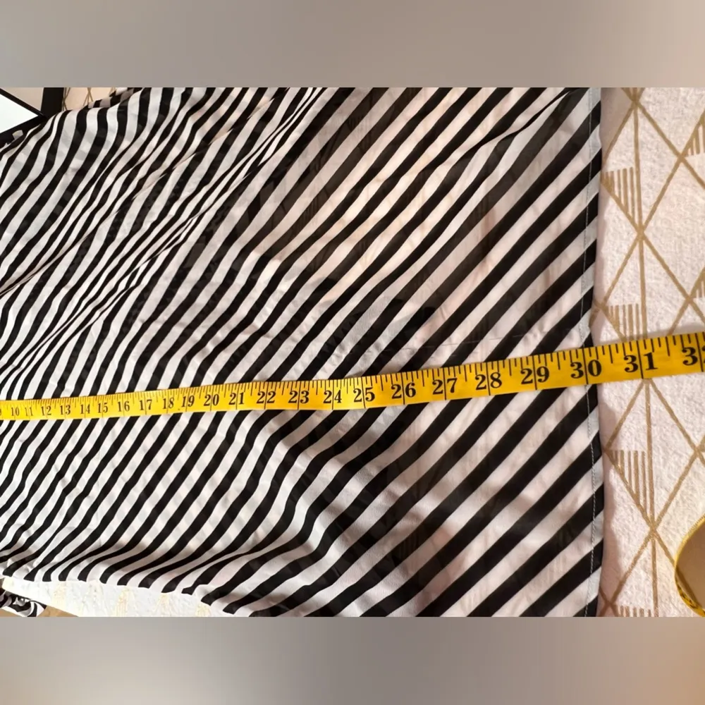 Armani Exchange  Long Sleeve Button Down Sheer Ruffle Striped Top Size L - Image 9