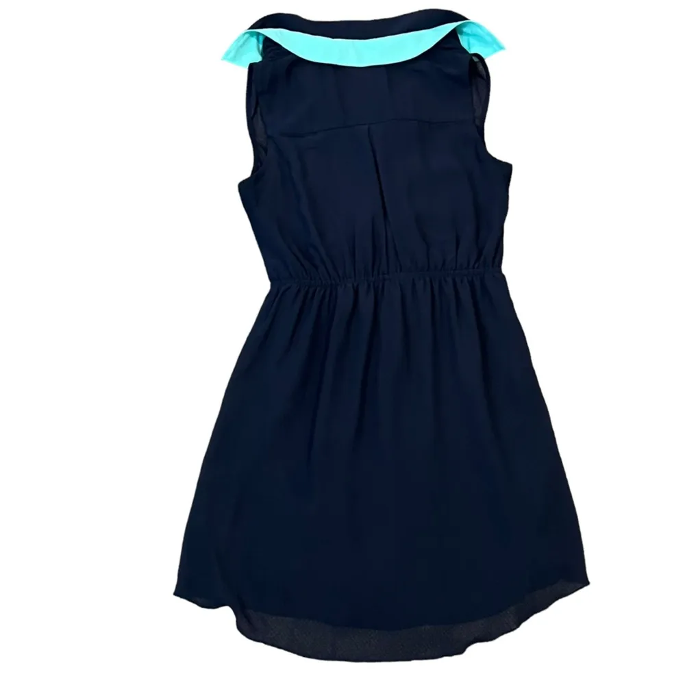 SWEET STORM blue dress short sleeveless collar elastic waist size medium - Image 2