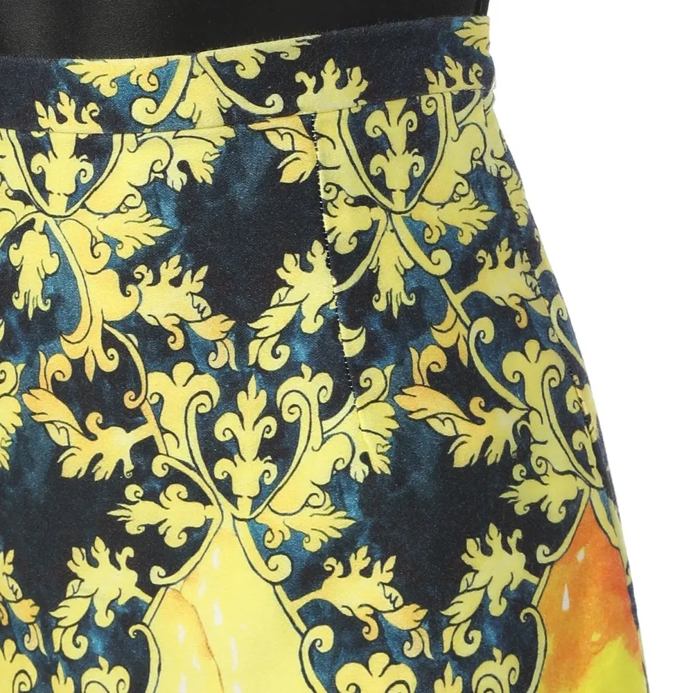 Isolda Yellow, Navy, Orange & White Pattern Mini Skirt Size XXS - Image 7