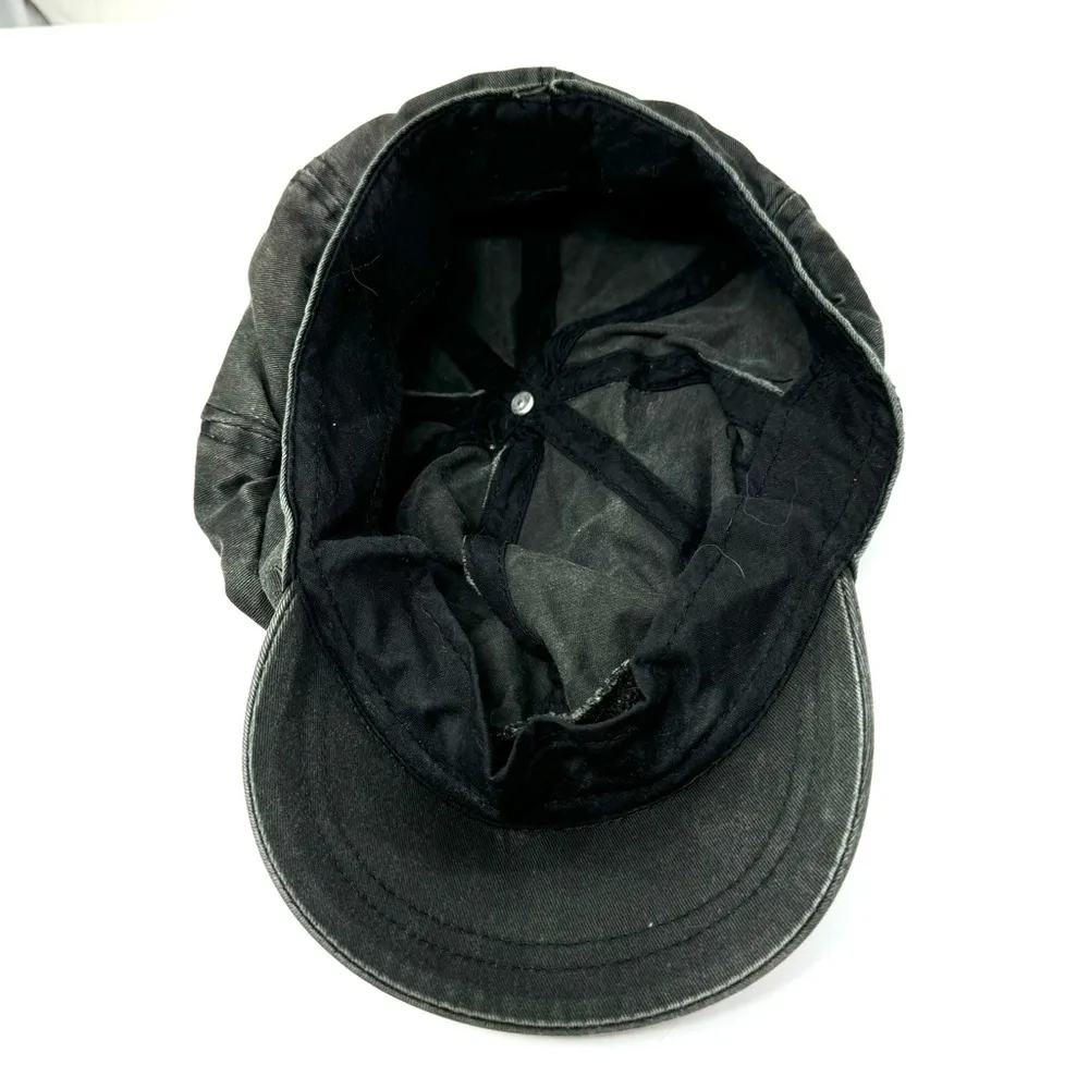 Black denim page boy cap, unisex, one size - Image 5