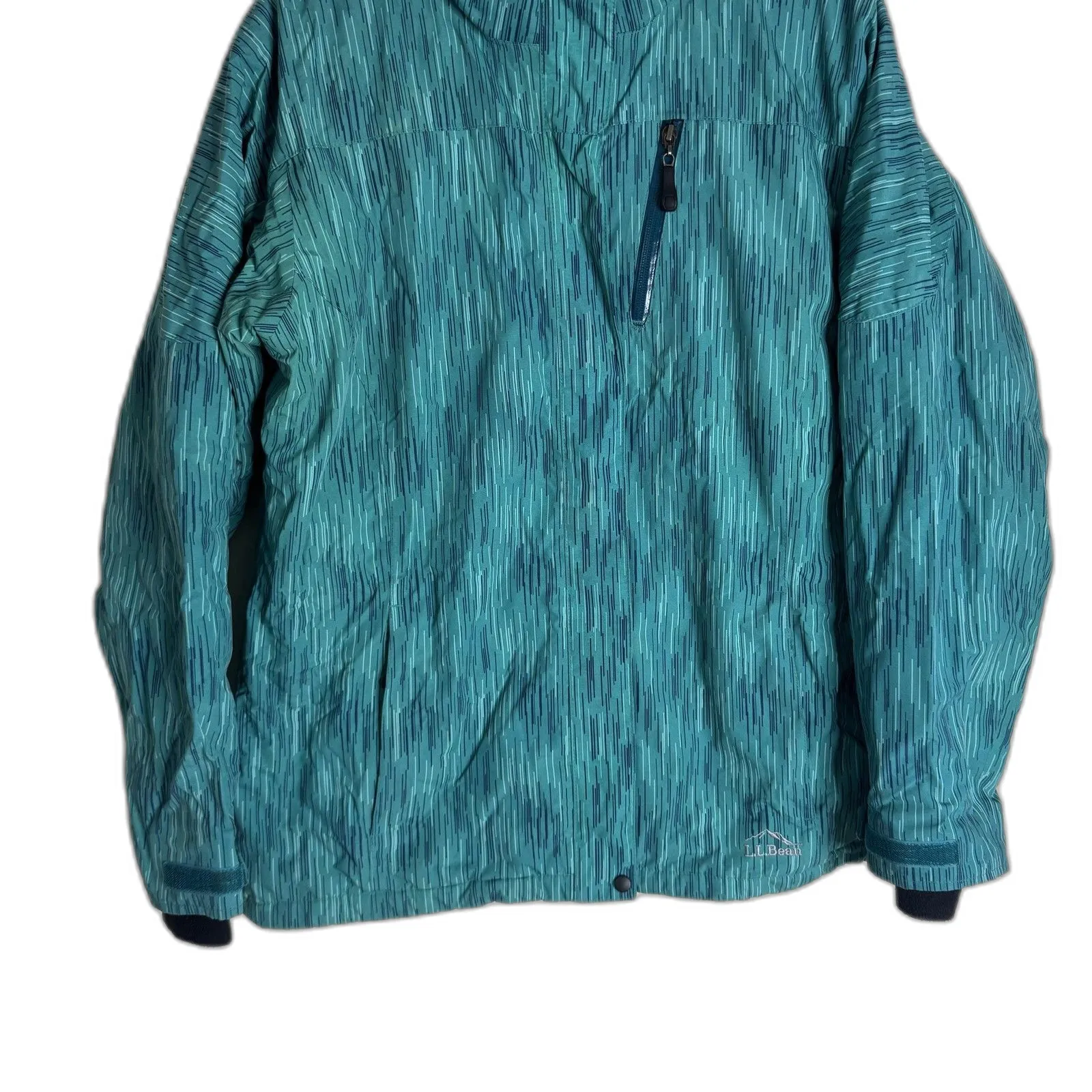L.L. Bean Jacket Womens Large Nylon Insulated Water Resistant Outdoor Ski Coat Green - Image 4
