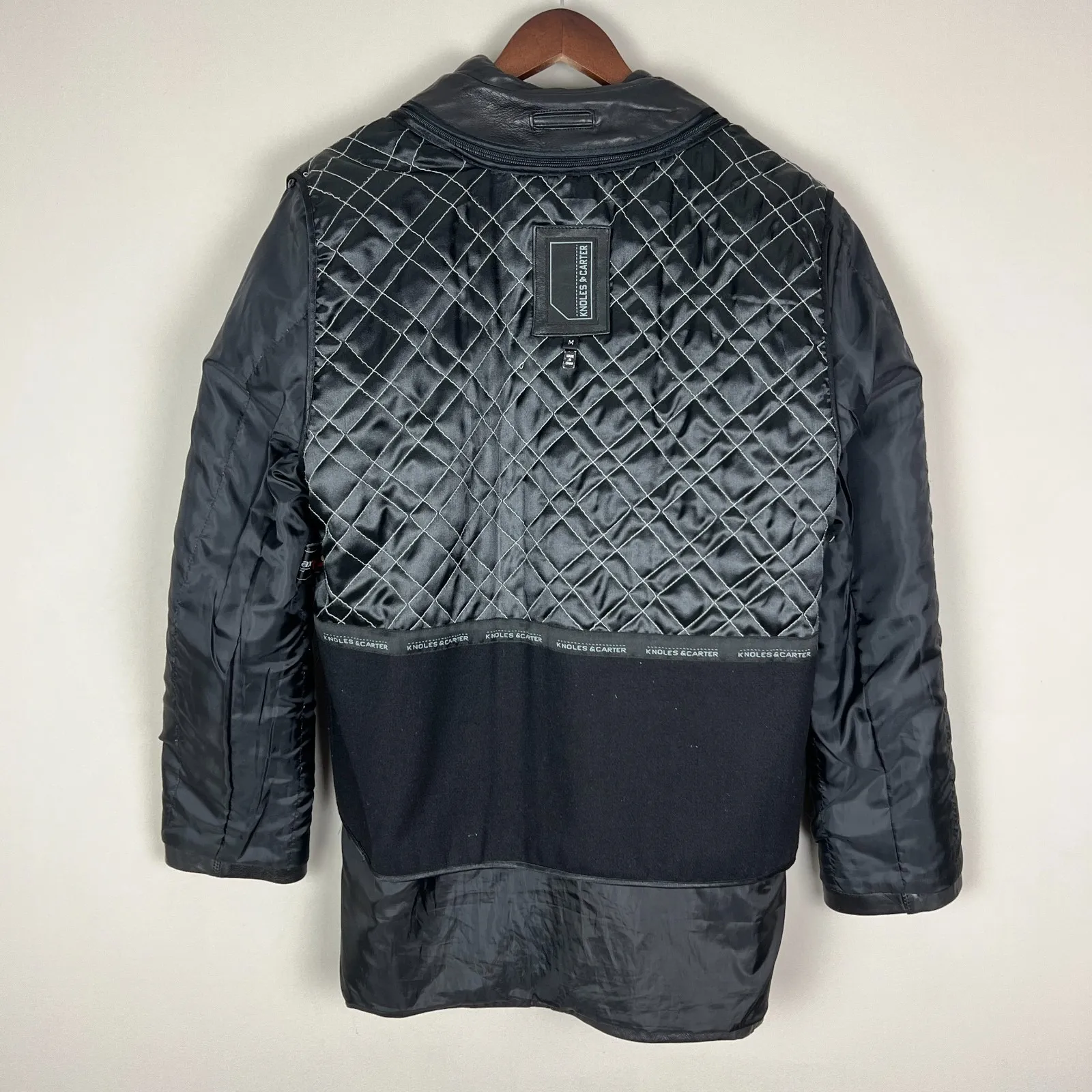 Knoles & Carter Italian Lamb Skin Leather Jacket Mens Medium Black Button Lined - Image 10