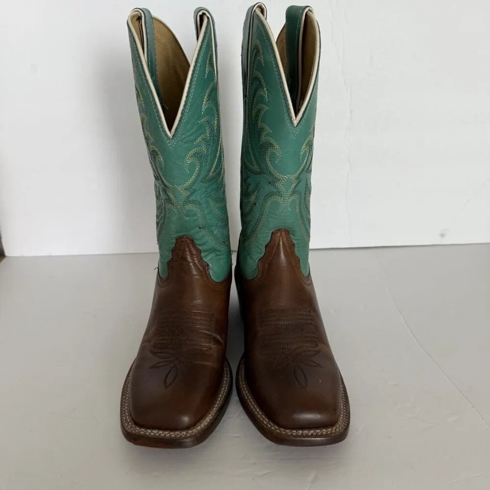 TONY LAMA Rowena 11”‎ Women’s 6B Brown Turquoise Leather Western Boot USA SA2101 - Image 11