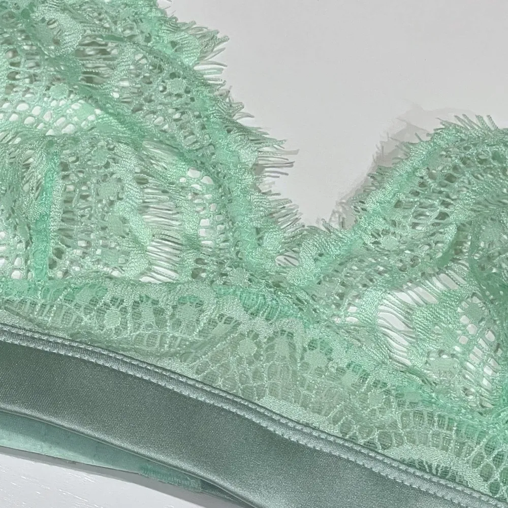 NEW Mimi Holliday S Bisou Mint Triangle Bra Damaris Lace Wireless Lingerie Silk Green - Image 8