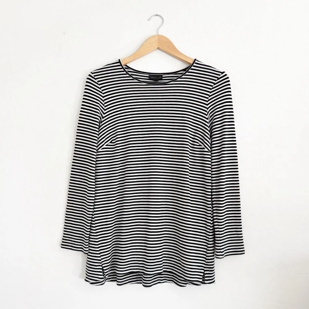 J.Jill Wearever Tunic Sweater Top Stripe Black White Staple Mature Size M Petite - Image 4