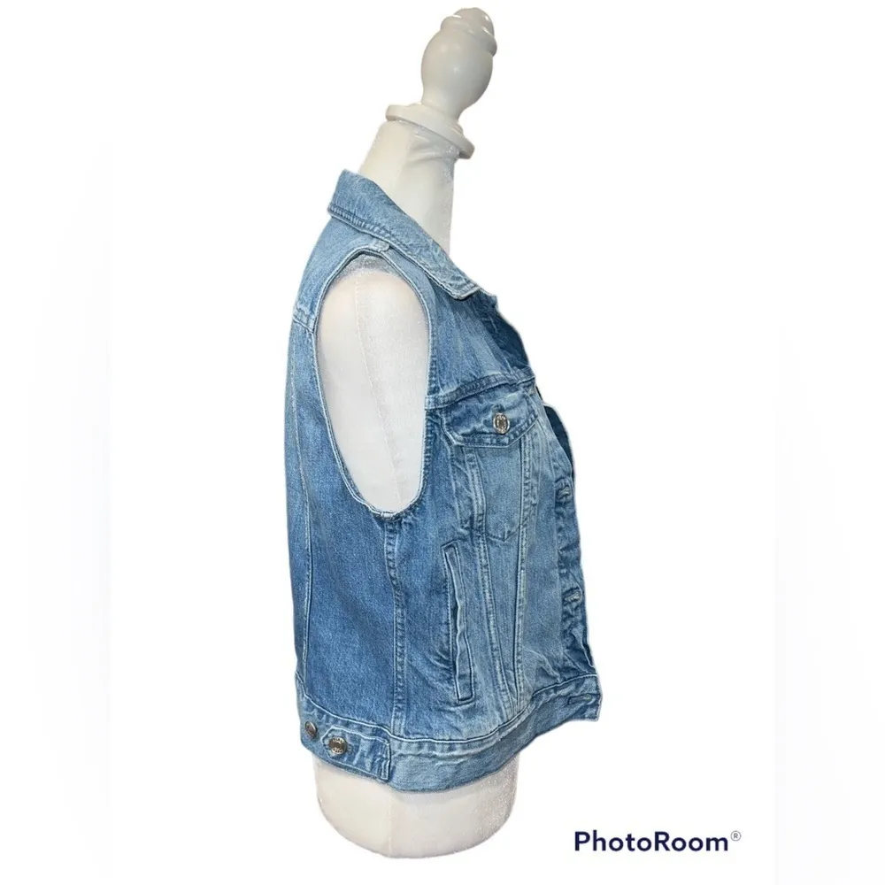 J. Crew Denim Sleeveless Jean Button Front Vest Size‎ Small - Image 2