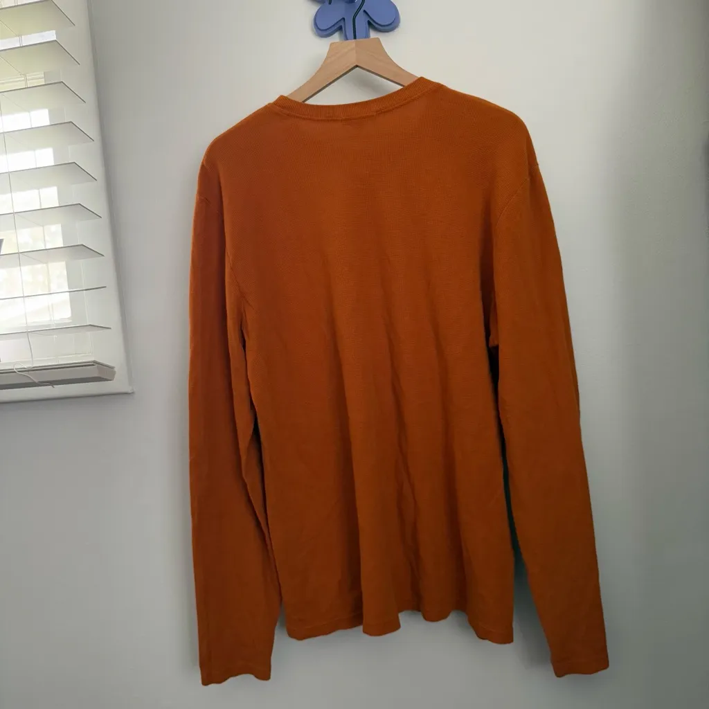 Cotton Citizen XL Dark Orange Waffle Knit Long Sleeve Crew Supima Cotton Relaxed - Image 3