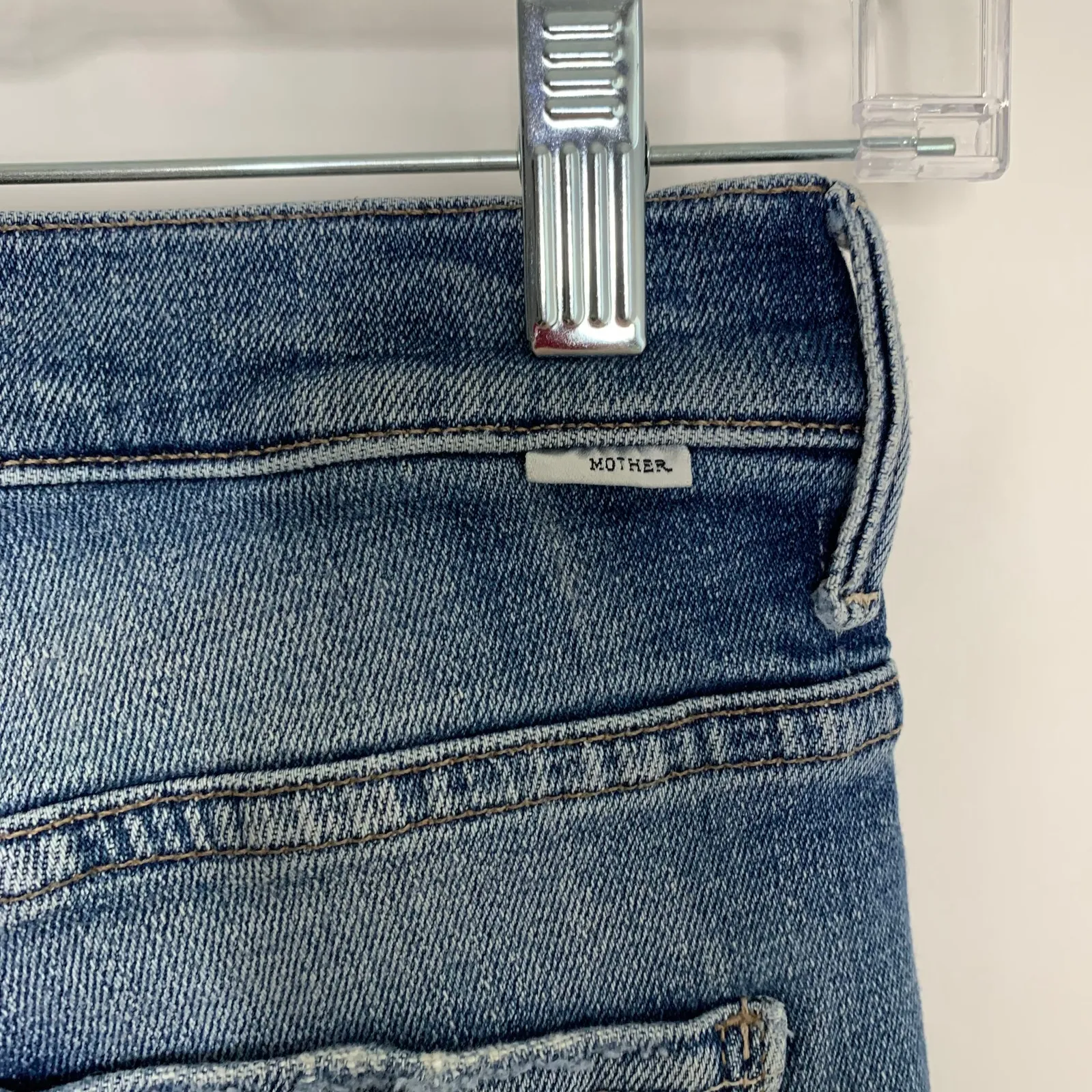 Mother The Fly Cut Stunner Ankle Fray In Night On A Shiny White Vespa Women’s 26 Blue - Image 8