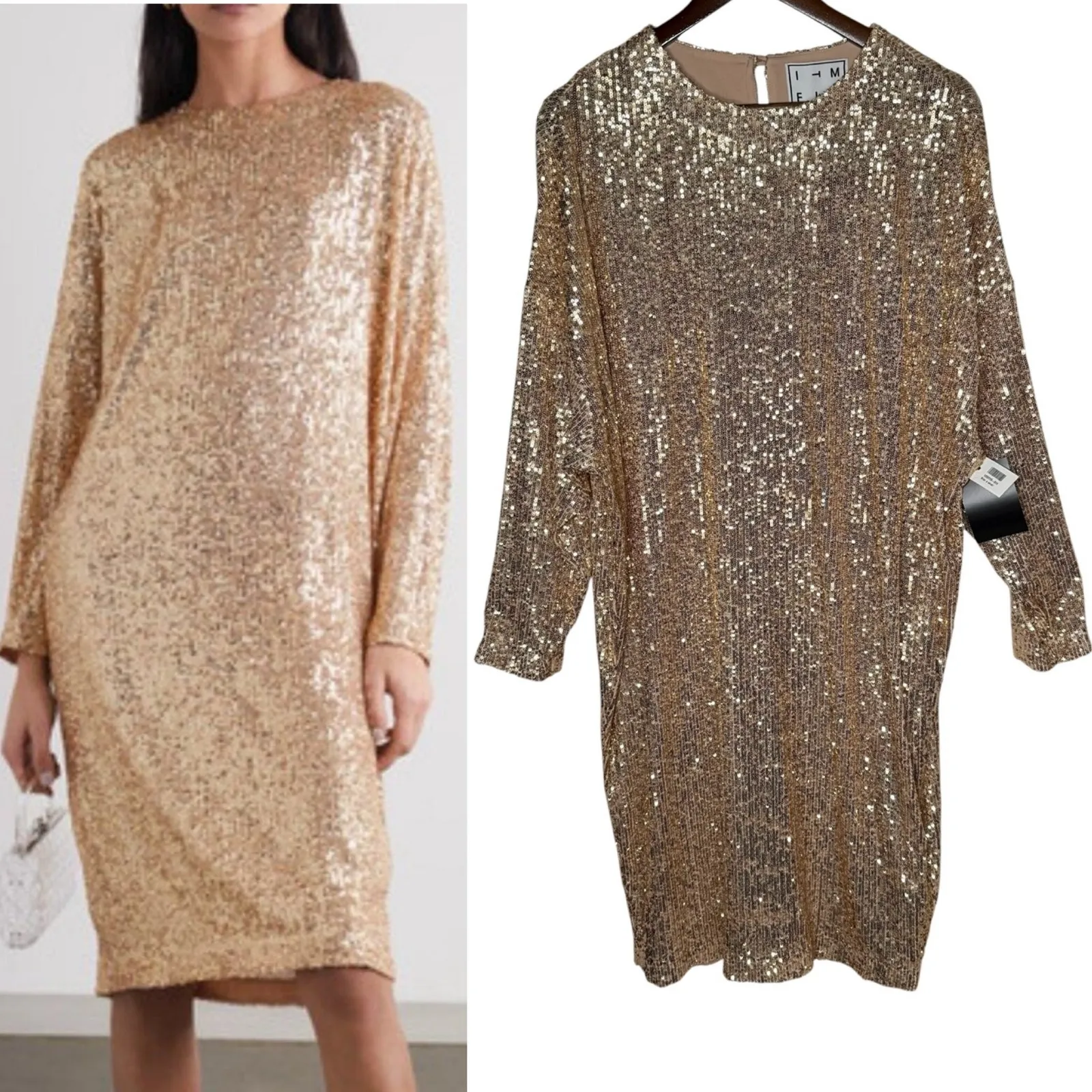 In the Mood for Love Elisa Sequin Midi Dress Gold size XS - Image 2