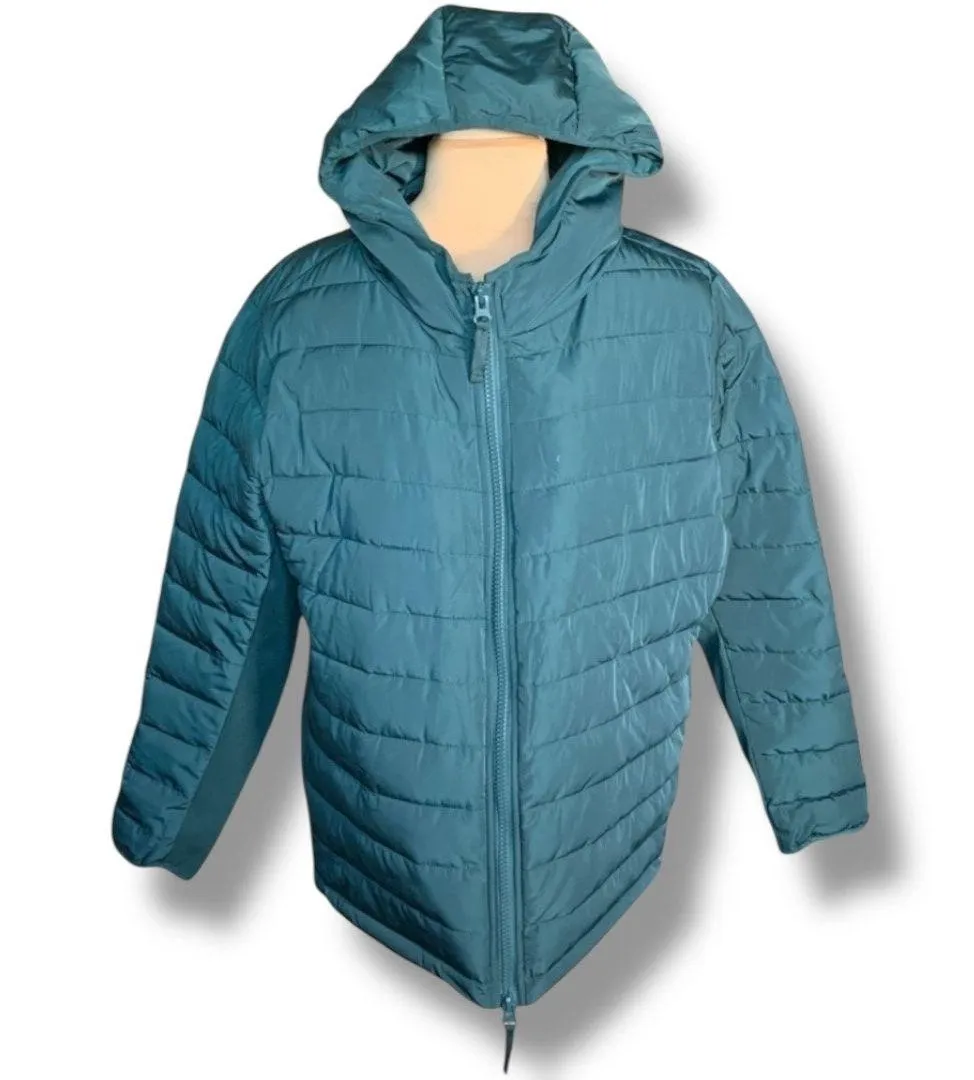 Universal Standard Teal Hooded Puffer Jacket Quilted Medium NWT Comfort Panel - Image 11
