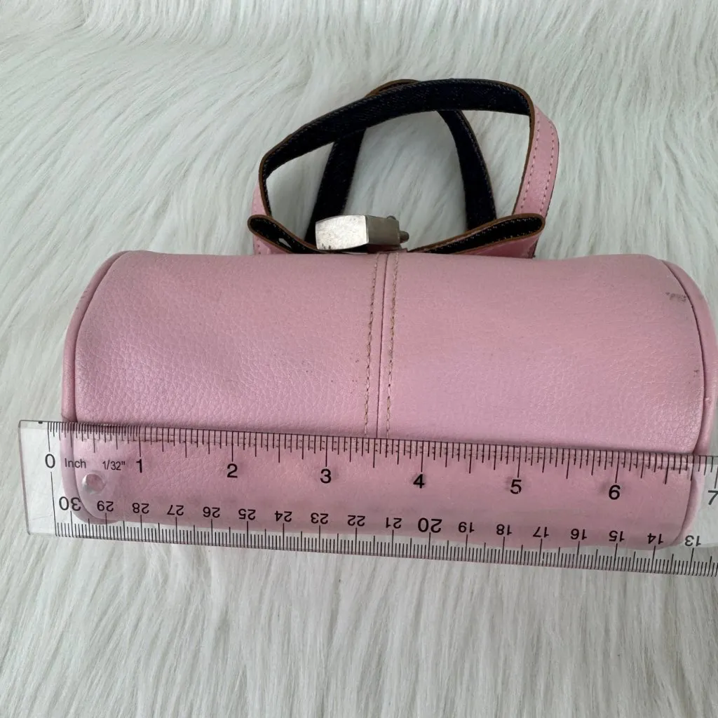 Women's Faux Leather Mini Cylinder Purse Handbag Pink 7'x3.25"x3.25" - Image 9