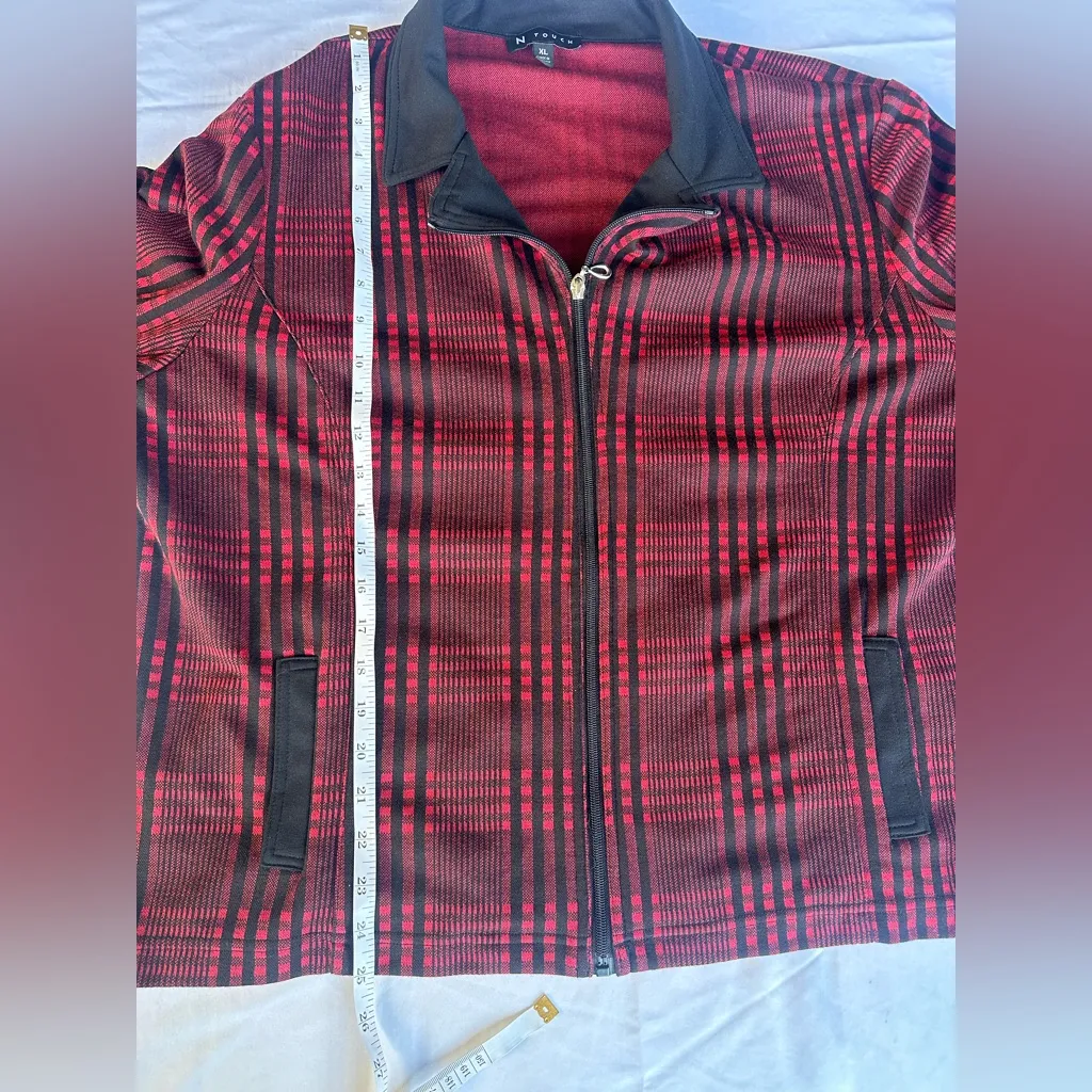 NWT N touch plaid ponte‎ Women's Sweatshirt Size XL Red - Image 7
