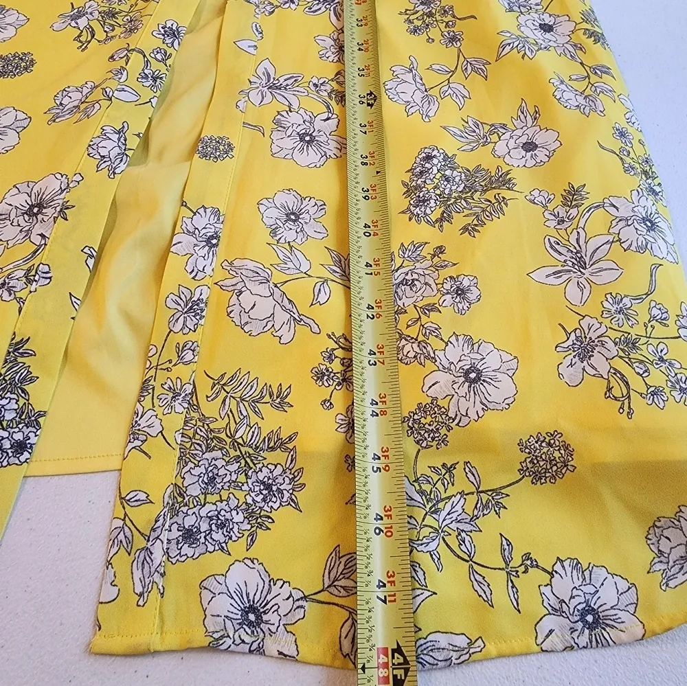 Aida Floral  Print Off Shoulder Dress Yellow / Ivory Size L NWT - Image 12