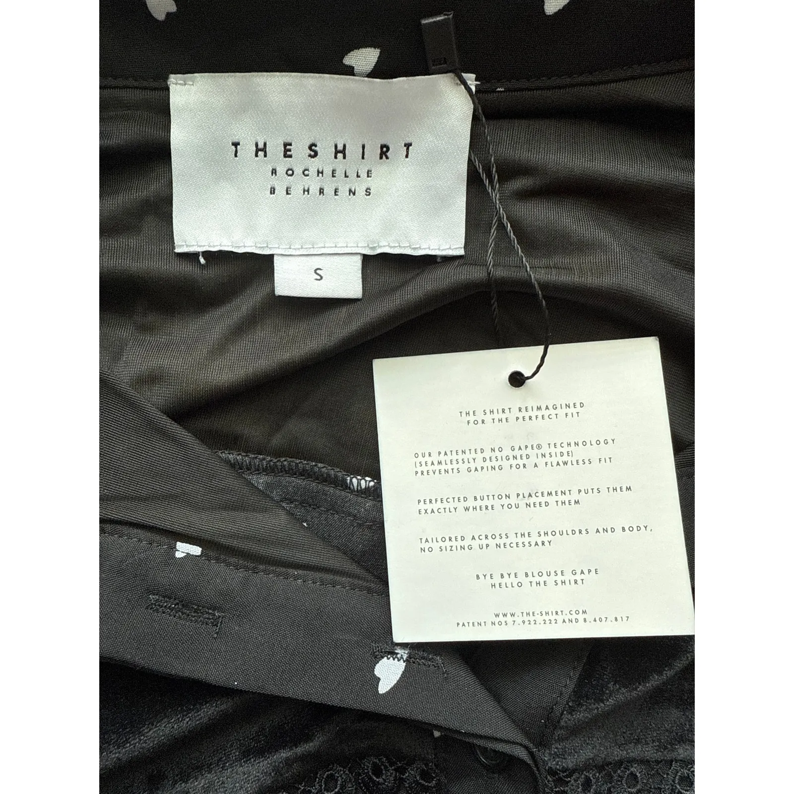 THE SHIRT Rochelle Behrens Western Heart Print Velvet Button Down Shirt Sz Small Black - Image 6